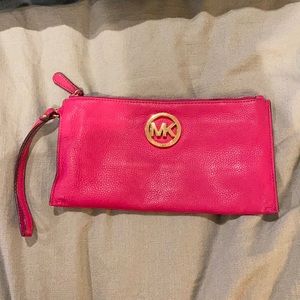 Hot pink wristlet clutch